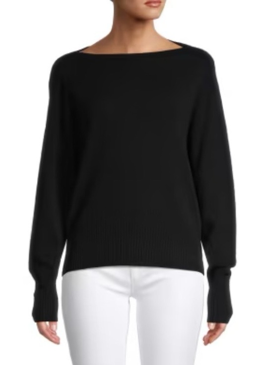 Vince Sweaters - Vince Boatneck Wool & Cashmere black sweater | medium